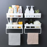 卫生间置物架壁挂浴室置物架免打孔厕所吸壁式吸盘卫浴收纳三角架