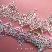 Тканевая ткань цвета слоновой кости/белого цвета с блестками, 1 ярд, 13 см, Венеция, отделка из сетки, кружева год, аппликация для шитья, для свадебного платья