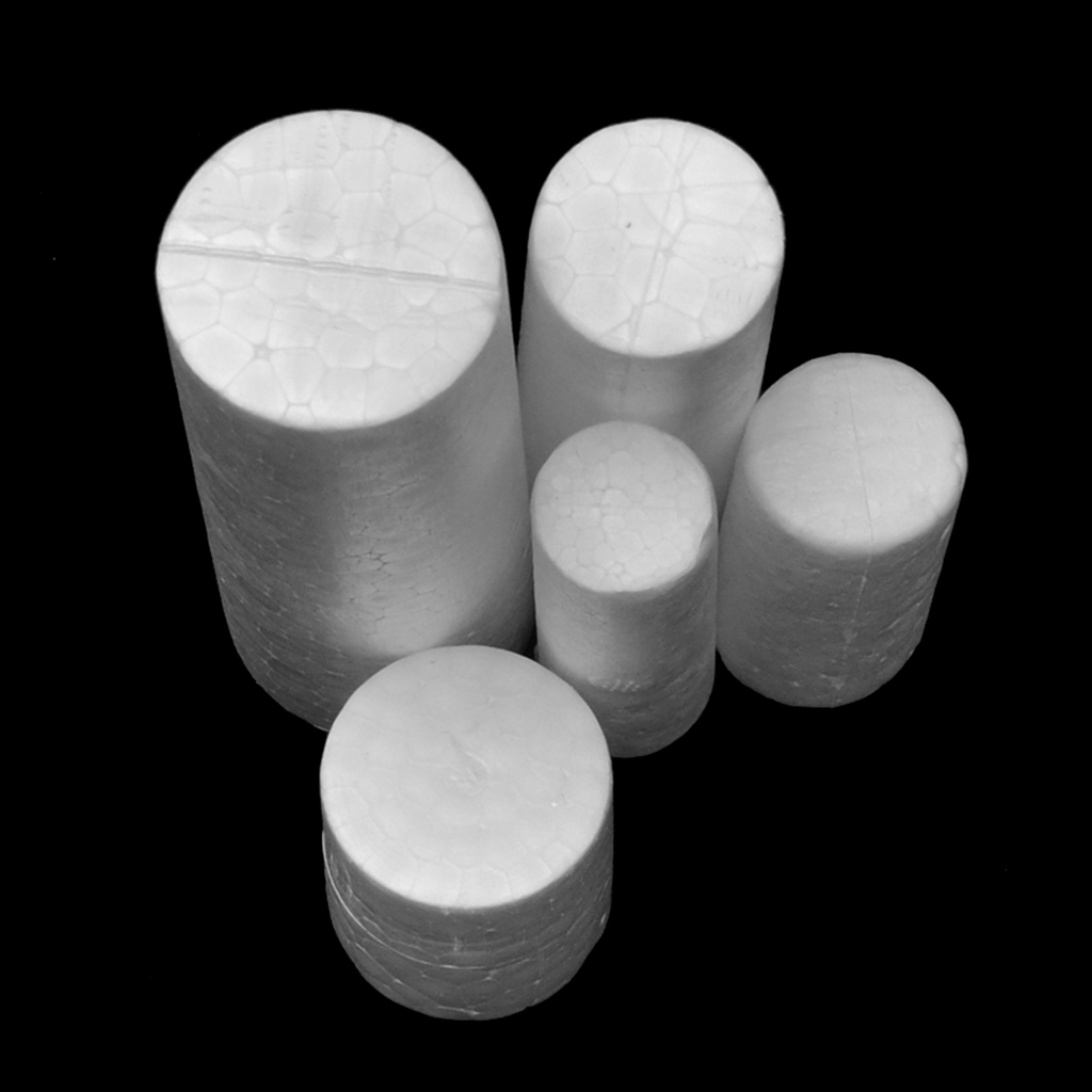 10pcs Polystyrene Styrofoam Cylinder Ornaments for Painting Craft 5 Sizes