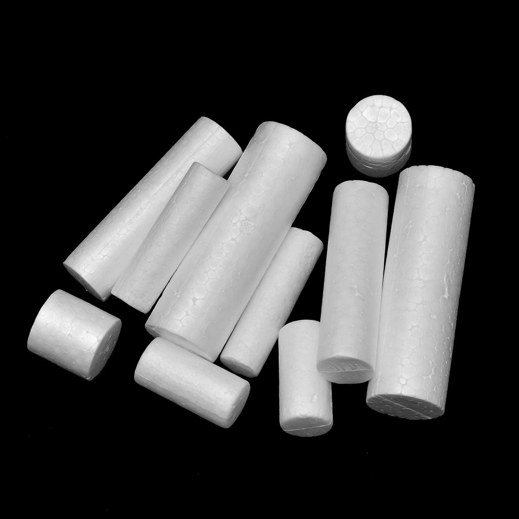 10pcs Polystyrene Styrofoam Cylinder Ornaments for Painting Craft 5 Sizes