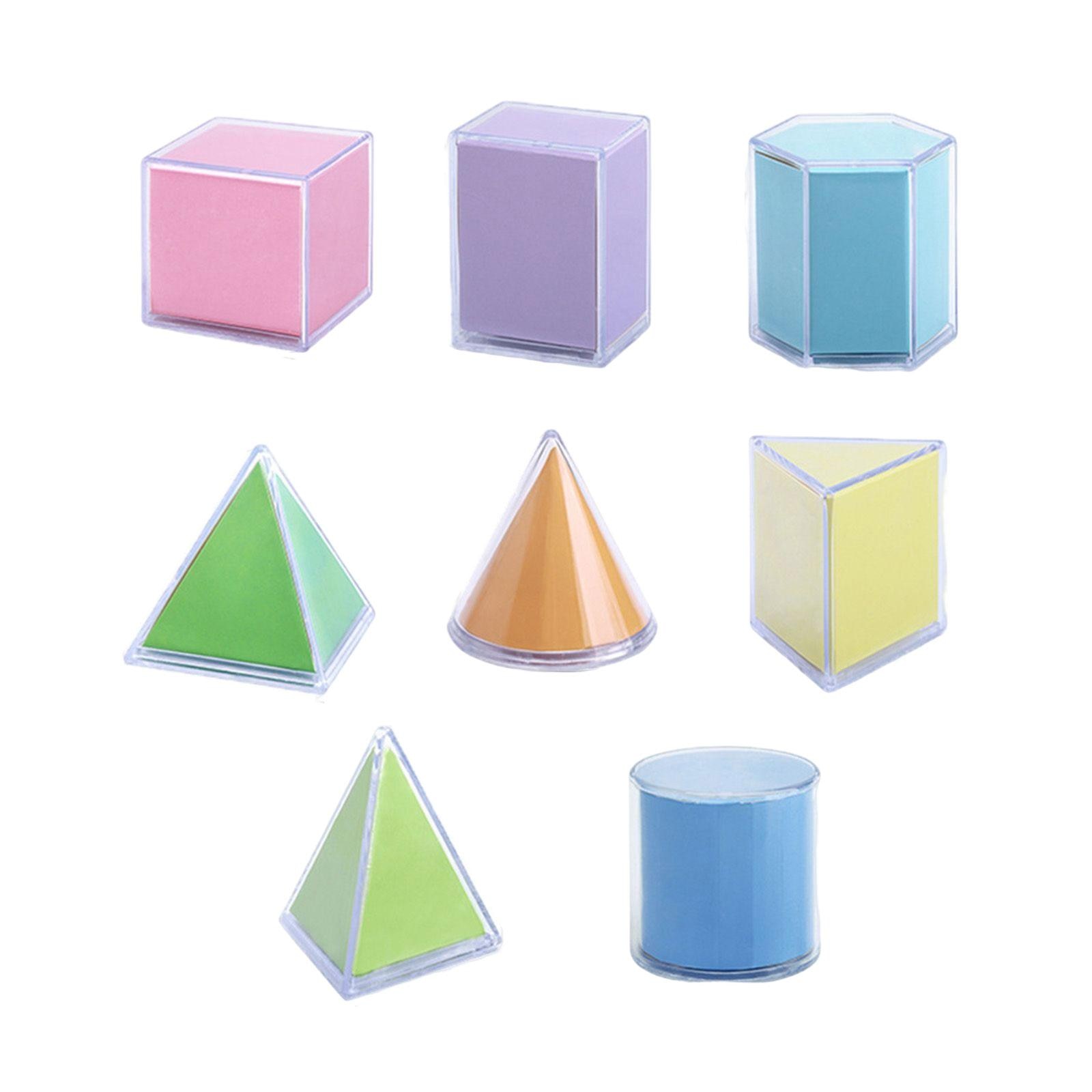 8 Pieces Transparent Geometric Shapes Blocks,Learning Toys,Stacking Game Math Toys Educational Toy