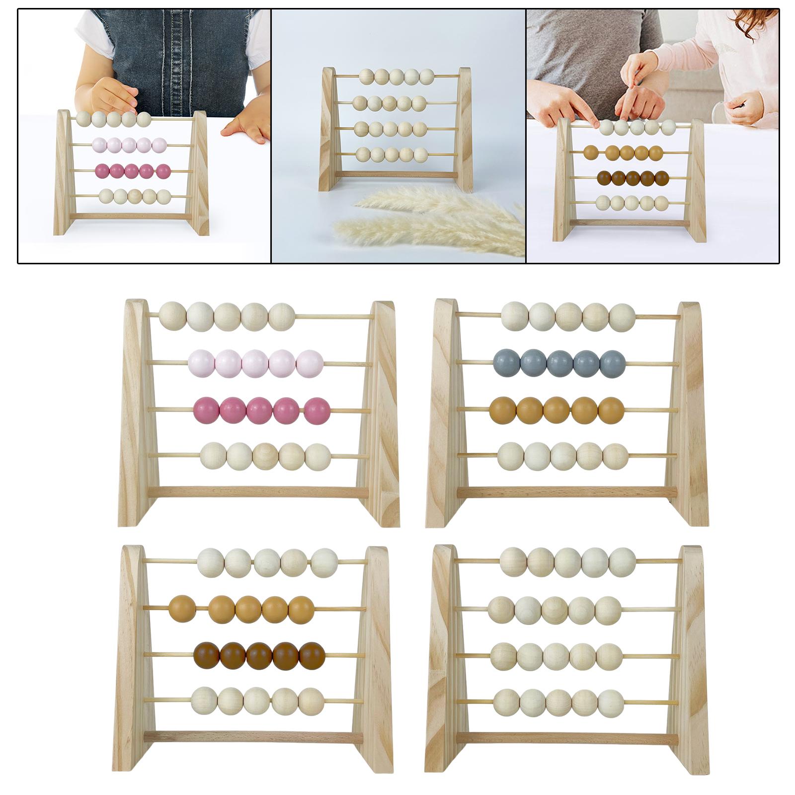 Montessori Wooden Abacus Counting Frame Early Educational Mathematics Multi Color Beads Counters for Preschool Kids Boy Girl