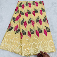 5 Y швейцарская кружевная ткань 2023 Тяжелая вышивка бисером африканские кружевные ткани 100% хлопчатобумажная ткань швейцарская вуаль кружева в Швейцарии 7L513