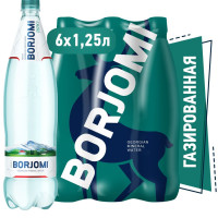 Вода Borjomi минеральная, газированная, 6 шт по 1,25 л