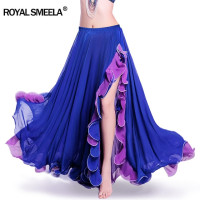 Женская шифоновая юбка с разрезом, юбка для танца живота, длинное платье для выступления в виде листа лотоса