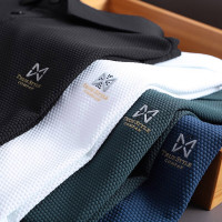 蜂窩面料 翻領冰絲短袖T恤男夏季薄款透氣簡約抗皺休閒速乾polo衫