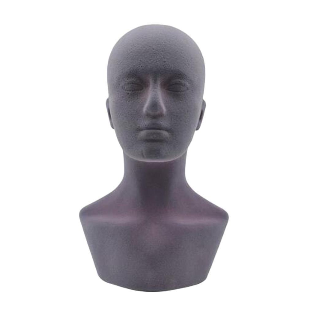 Male  Head, Foam Stand Manikin Model Display Hair, Hats and Hairpieces for Home, Salon