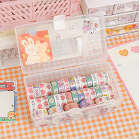 简约学生宿舍桌面文具手提收纳盒 化妆品整理带盖便携透明塑料箱