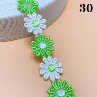 1 ярд, 25 мм, красочная кружевная отделка в виде маргаритки для вязания, свадебная вышитая лента «сделай сам», составного шитья, ручной работы