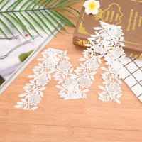 Двухслойное платье с аппликацией, 1 ярд, белый цветок ручной работы, вышитые бисером, кружевная отделка краев, «сделай сам», швейное ремесло