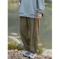古木魚春秋山系戶外休閒褲男女秋季寬鬆機能束口褲純色工裝長褲