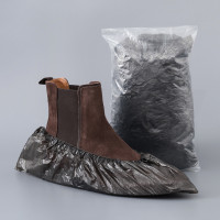 Бахилы медицинские одноразовые ОПТИМА, 50 пар (100 шт.)/ чёрные, размер 40х14 см, толщина 30 мкм.