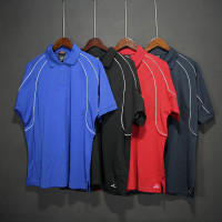 外貿夏季男士大尺碼速乾翻領半扣POLO衫反光條青春休閒運動短袖T恤