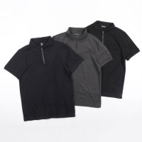 美式休閒 夏季半拉鍊寬鬆珠地棉短袖透氣翻領POLO衫修身T恤男外貿