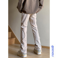 戶外登山運動褲子女小眾設計感vibe美式窄版闊腿褲顯瘦直筒工裝褲
