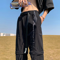 爬山穿搭速乾工裝褲女秋季美式可拆卸兩穿衝鋒褲子徒步運動登山褲