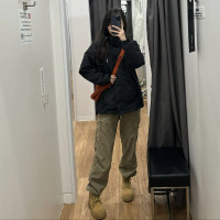 衝鋒衣搭配的褲子美式速乾工裝褲女秋季爬山套裝登山機能風衝鋒褲