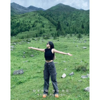 川西草原旅遊穿搭褲子爬山衣服女套裝山系戶外工裝褲女美式登山褲