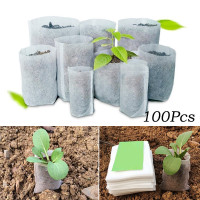 Мешки для выращивания рассадных растений, биоразлагаемые нетканые мешки для питомника, тканевые горшки для рассады, 100 шт.