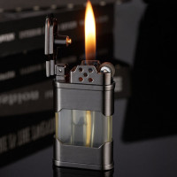 Видимая газовая зажигалка, факфонарь ная турбо-зажигалка, металлическая ветрозащитная Зажигалка для сигар и сигар, гаджеты для курения для мужчин