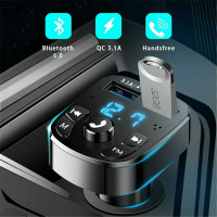 Автомобильный Bluetooth аудио mp3-плеер, FM-передатчик, радио, беспроводной музыкальный приемник с функцией Hands-Free, адаптер быстрой зарядки с двумя USB-портами