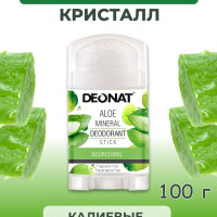 DeoNat - Дезодорант кристалл натуральный минеральный квасцовый калиевый с алоэ без запаха мужской женский