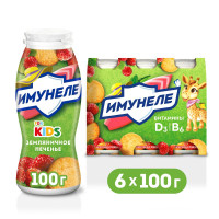 Напиток кисломолочный Имунеле For Kids Земляничное печенье 1.5%, 100 г х 6 шт