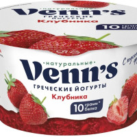 Йогурт Venn`s Греческий, обезжиренный с клубникой, 0,1%, 130 г