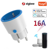 Розетки для умного дома Tuya ZigBee 3,0, умное питание, европейская вилка, 16 А, монитор питания, пульт дистанционного управления, работает с Alexa Google Home