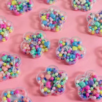 文具店货源梅花盒彩珠DIY手工材料包 2元店货源亲子活动手工串珠