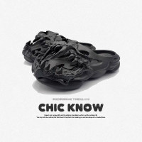 CHIC KNOW【設計師】夏季個性增高厚底情侶涼拖鞋男女包頭防滑外