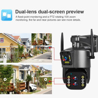 Беспроводная IP-камера видеонаблюдения, 8 Мп, 10х зум, двойной объектив