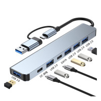 2304 USB TYPE-C 7in1 Hub to USB 3.0 Docking Station Splitter