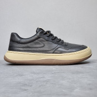 商場撤櫃稀缺牛貨真皮男鞋品牌剪標特價黑色厚底防滑透氣休閒板鞋