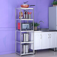 不锈钢厨房置物架落地3层多层放锅烤箱架子微波炉4收纳架家用货架