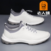 老人頭男鞋真皮休閒皮鞋男英倫風小白鞋男透氣軟底運動休閒鞋男