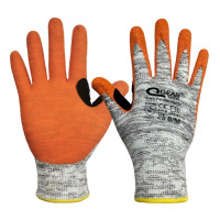 Защитные рабочие перчатки QearSafety для пореза уровня 5, трикотажные перчатки из стекловолокна, песчано-оранжевого цвета с нитриловым покрытием ладони, Нескользящие, гибкие