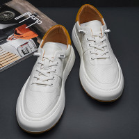 男鞋夏季2023新款潮鞋子透氣真皮頭層牛皮小白鞋軟底男士休閒板鞋