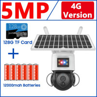Камера Наружного видеонаблюдения ZAOMIYOS на солнечной батарее, 4G, 2K, 5 Мп, HD, Wi-Fi, 12000 мАч
