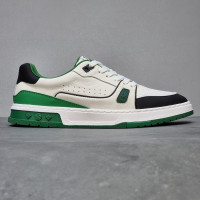 商場撤櫃品牌剪標真皮男鞋特價處理青年拼色系帶軟底休閒運動板鞋