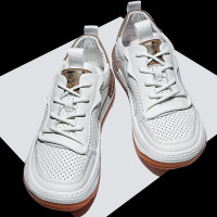 男鞋夏季2023新款潮透氣真皮休閒鞋鏤空小醜鞋小白鞋男士鞋子板鞋