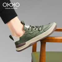 OKKO男鞋2023新款春夏季真皮板鞋男休閒鞋子男款小白鞋男潮流百搭