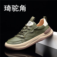 歐洲站真皮男士板鞋2023春季新款透氣潮鞋子百搭休閒鞋歪頭小醜鞋