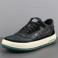 歐洲站男鞋真皮大頭休閒皮鞋春秋款小醜鞋頭層牛皮小白鞋厚底板鞋