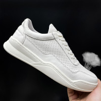 歐洲站2023年新款真皮小白鞋男夏季男子舒適休閒鞋百搭軟底軟麵鞋