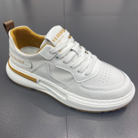 外貿韓版簡約時尚休閒小白鞋男鞋2023夏季低幫百搭真皮透氣運動鞋