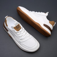 小白鞋男夏季透氣真皮板鞋2023新款潮流網紅小醜鞋百搭男士休閒鞋