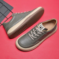 歐洲站男鞋真皮小醜鞋男潮牌秋季皮鞋休閒百搭歪頭醜萌鞋低幫滑板鞋