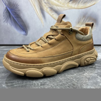 男鞋春季新款頭層牛皮厚底軟底歐洲站復古男士真皮戶外工裝休閒鞋