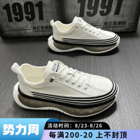 精神小夥男鞋2022新款夏季透氣帆布鞋休閒鞋韓版潮流運動鞋老爹鞋